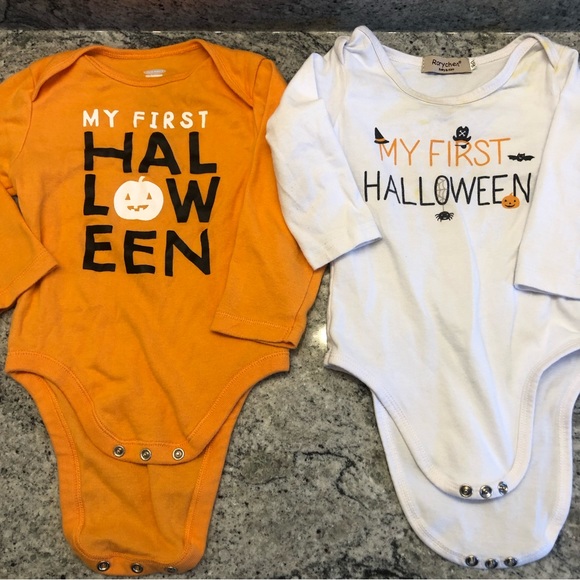 Bundle of 2 “My First Halloween” Onesies Sz 12-18m - Picture 1 of 4